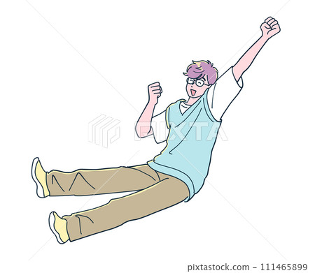 anime style jumping man 111465899