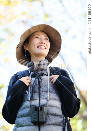 Hiking, mountain walking, looking up, clear sky, vertical Hiking, mountain walking, looking up, clear sky, vertical 111466160