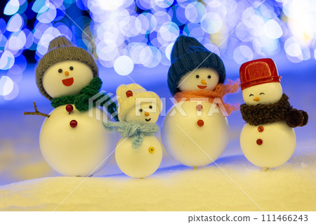 Snowman family at night Snowman family at night 111466243