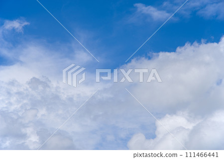 [Sky background/background material] White clouds floating in a refreshing blue sky 111466441