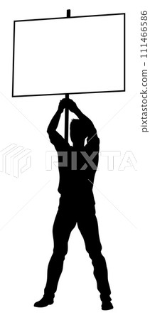 Protest Rally March Picket Sign Silhouette Person 111466586