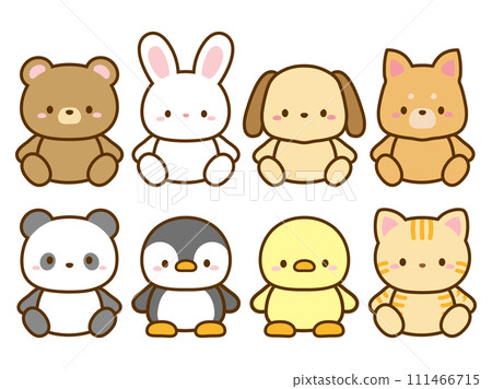 Cute animal illustration set, bears, rabbits, dogs, cats, etc. 111466715