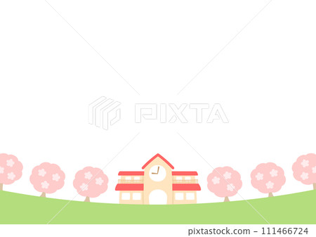 Spring kindergarten, cherry blossom garden and copy space 111466724