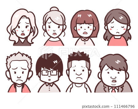 Icon illustration set of young men and women with sad expressions 111466796