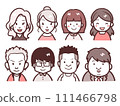 Icon illustration set of smiling young men and women 111466798