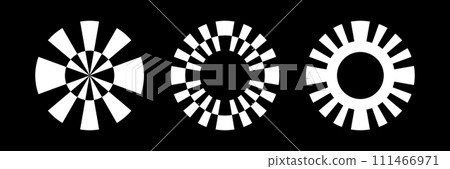 Circle Elements for Logo Design. Abstract White Icons Set on Black Background. 111466971