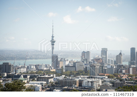 Central business district in a city with big tower dominating the cityscape, Auckland, New Zealand Central business district in a city with big tower dominating the cityscape, Auckland, New Zealand 111467319