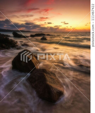 Beautiful sunset at the beach in Onna Village, Okinawa Prefecture 111467422