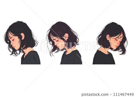 A depressed woman looking to the side A depressed woman looking to the side 111467449