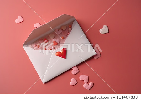 AI-generated content. Valentine's Day styled envelope with a decorative love letter 111467838