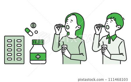 Illustration of people taking medicine 111468103