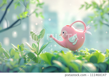 Watering can watering young leaves-2 (3D) 111468147