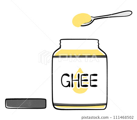 Illustration of scooping ghee with a spoon 111468502