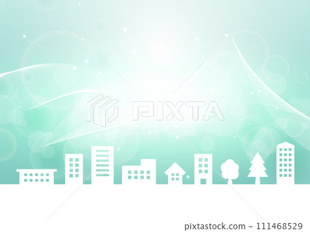 抽象波浪背景與城市景觀插圖 111468529