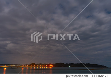 Yamaguchi Prefecture, Tsunoshima, Shimonoseki City, Sanyo Region, Nature, Sightseeing, Travel, Afternoon, Night, Shimado Beach, Coast, Sea, Moon Yamaguchi Prefecture, Tsunoshima, Shimonoseki City, Sanyo Region, Nature, Sightseeing, Travel, Afternoon, Night, Shimado Beach, Coast, Sea, Moon 111468572