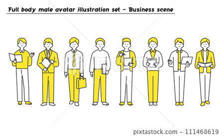 Male full body avatar illustration material set/business scene Male full body avatar illustration material set/business scene 111468619