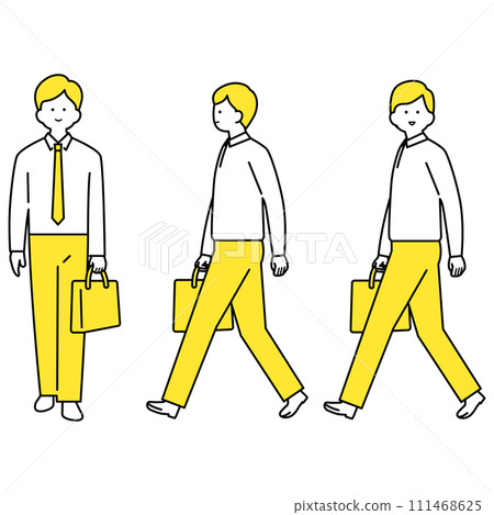 一個穿著西裝的男人背著包包走路 - 變化 一個穿著西裝的男人背著包包走路 - 變化 111468625
