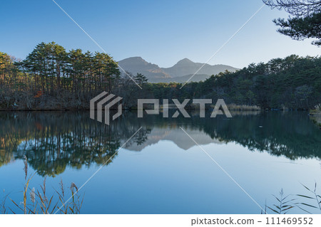 Japan: Bishamon-numa and Mt. Bandai in the Goshikinuma Lakes Group of Urabandai Plateau, Kitashiobara Village, Yama-gun, Fukushima Prefecture Japan: Bishamon-numa and Mt. Bandai in the Goshikinuma Lakes Group of Urabandai Plateau, Kitashiobara Village, Yama-gun, Fukushima Prefecture 111469552