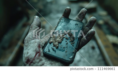 Zombie operating a smartphone 111469661