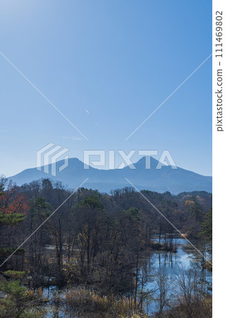 Mt. Bandai seen from Nakasenuma Observation Deck on Urabandai Plateau, Kitashiobara Village, Yama District, Fukushima Prefecture, Japan Mt. Bandai seen from Nakasenuma Observation Deck on Urabandai Plateau, Kitashiobara Village, Yama District, Fukushima Prefecture, Japan 111469802