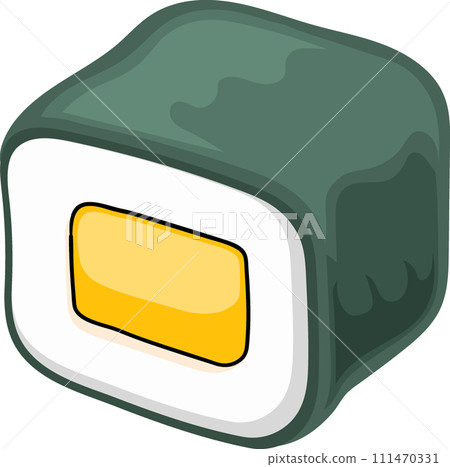food illustration image, Japanese rice balls wrapped in delicious seaweed and egg filling 111470331
