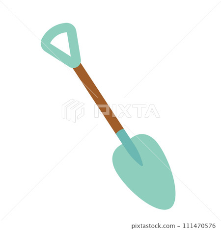 Shovel isolated on white background. Colored illustration. Gardening concept. Tool for horticulture, agriculture, farming. Vector illustration. Cartoon design for poster, icon, card, logo, label. Shovel isolated on white background. Colored illustration. Gardening concept. Tool for horticulture, agriculture, farming. Vector illustration. Cartoon design for poster, icon, card, logo, label. 111470576