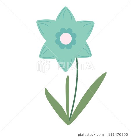 Beautiful light blue flower isolated on white background. Vector graphics. Artwork design element. Cartoon design for poster, icon, card, logo, label. Beautiful light blue flower isolated on white background. Vector graphics. Artwork design element. Cartoon design for poster, icon, card, logo, label. 111470590