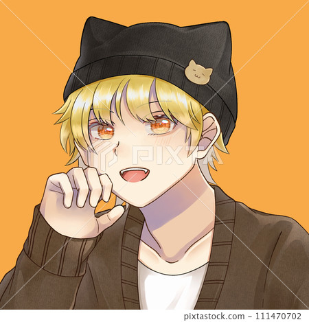 A boy wearing a cat ear knit hat A boy wearing a cat ear knit hat 111470702