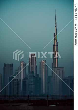 Vertical background Burj Khalifa blue downtown business bay dubai uae cryptocurrency  111470746