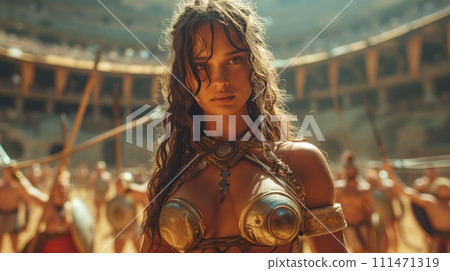 female gladiator in the arena 111471319