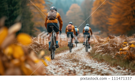 group of riding cyclists 111471337