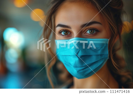 portrait of female medic in mask portrait of female medic in mask 111471416