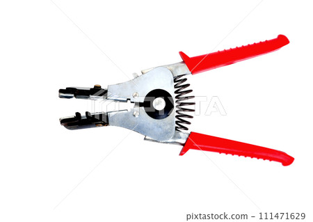 wire stripper red color, close up isolate wire stripper red color, close up isolate 111471629