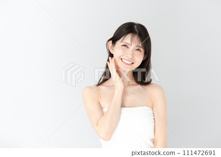 A woman touching his cheek A woman touching his cheek 111472691