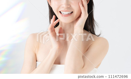 A woman touching his cheek A woman touching his cheek 111472696