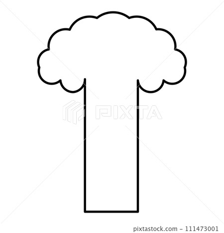 Nuclear explosion burst mushroom explosive destruction contour outline line icon black color vector illustration image thin flat style 111473001