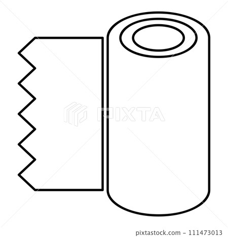 Roll paper towel disposable wrap wallpaper fabric tissue office equipment contour outline line icon black color vector illustration image thin flat style Roll paper towel disposable wrap wallpaper fabric tissue office equipment contour outline line icon black color vector illustration image thin flat style 111473013