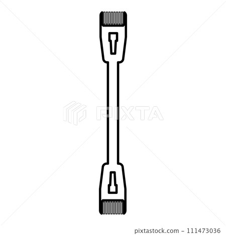 Patch cable path cord ethernet technology rj45 net concept contour outline line icon black color vector illustration image thin flat style Patch cable path cord ethernet technology rj45 net concept contour outline line icon black color vector illustration image thin flat style 111473036