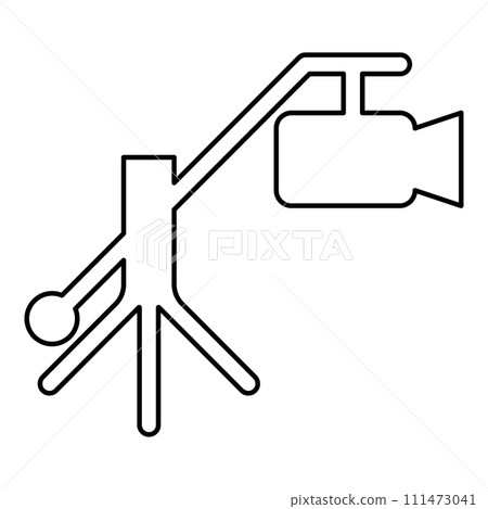 Camera crane video movie dv camcorder television contour outline line icon black color vector illustration image thin flat style 111473041