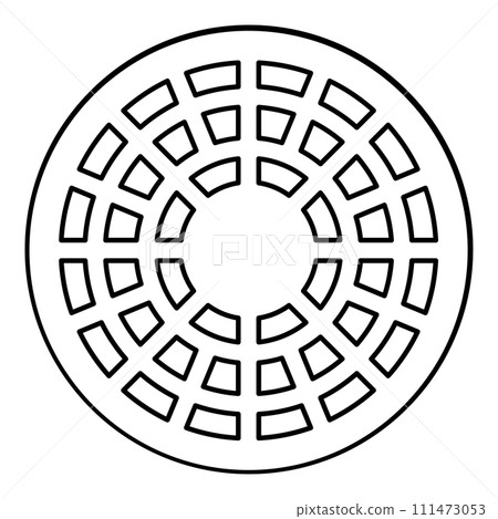 Sewer hatch manhole cover contour outline line icon black color vector illustration image thin flat style 111473053