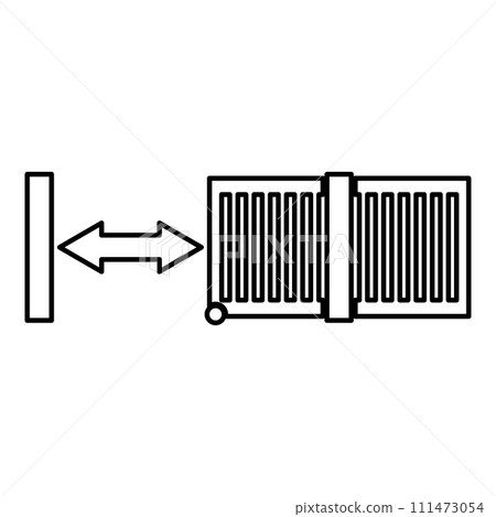 Sliding gates automatic lattice fence system entry enclosure contour outline line icon black color vector illustration image thin flat style 111473054
