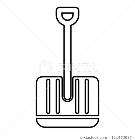 Winter shovel contour outline line icon black color vector illustration image thin flat style 111473085