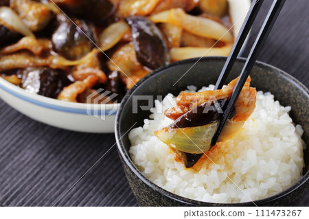 Stir-fried eggplant and pork belly Stir-fried eggplant and pork belly 111473267