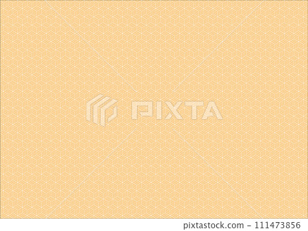 Traditional Japanese patterns Three-fold, wickerwork, and higaki seamless pattern yellow 111473856