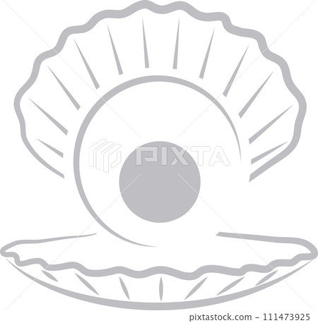 Open shell with pearls logo, seashell logo, icon 111473925