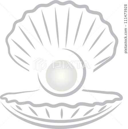 Open shell with pearls logo, seashell logo, icon 111473928