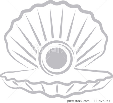 Open shell with pearls logo, seashell logo, icon 111473934