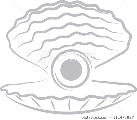 Open shell with pearls logo, seashell logo, icon Open shell with pearls logo, seashell logo, icon 111473937