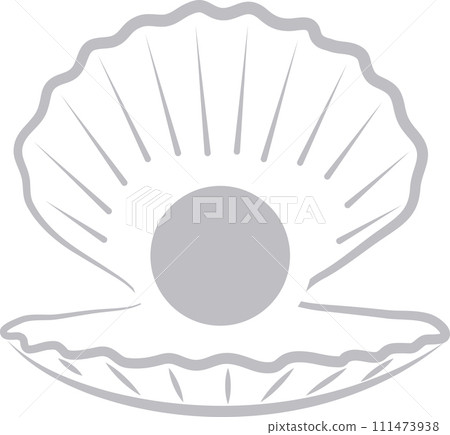 Open shell with pearls logo, seashell logo, icon 111473938
