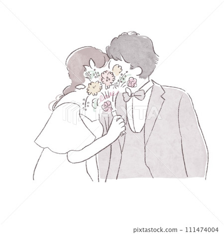 simple cute bride and groom 111474004